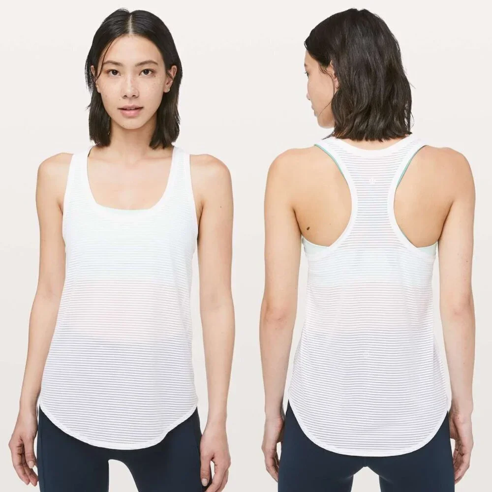 Lululemon All Love Tank Tank Striped Mesh White 3054 - Picture 1 of 9